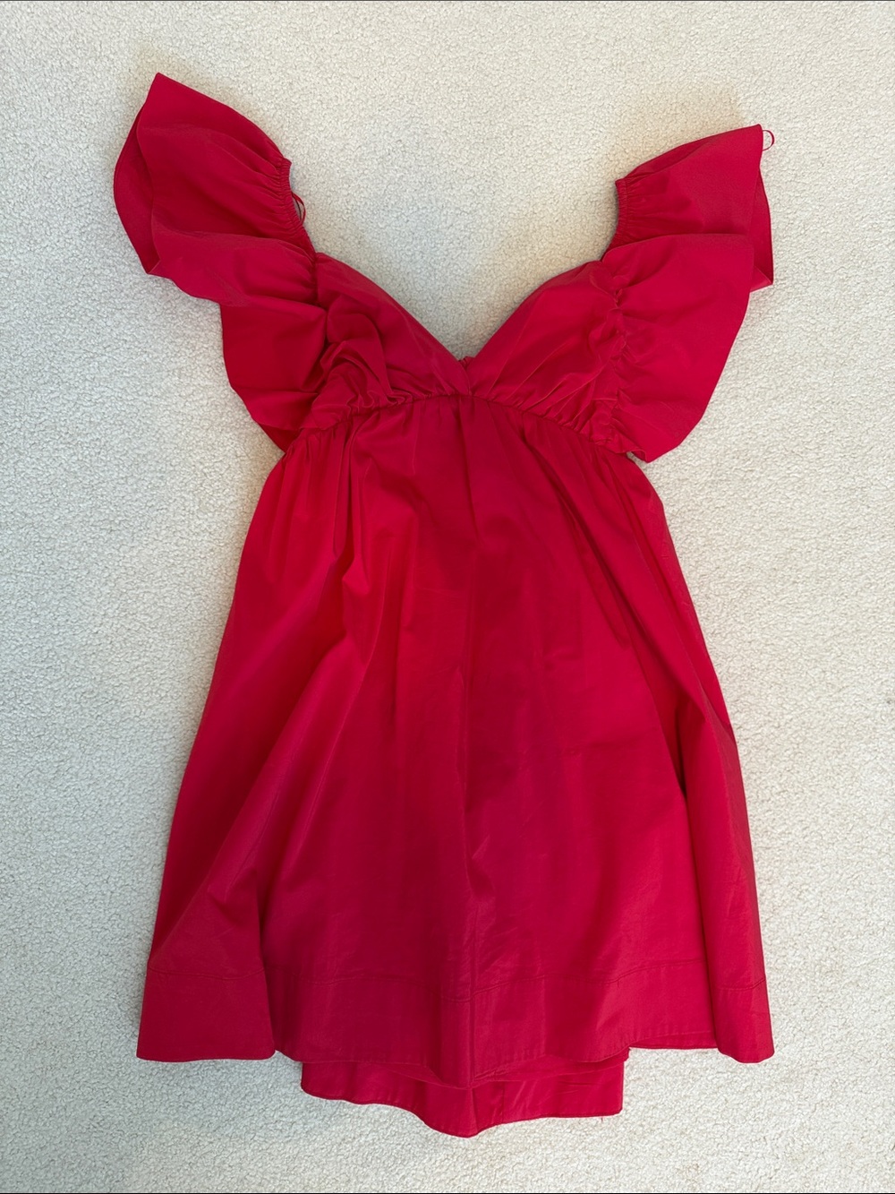 Red Ruffle Sleeve Dress - minor signs of wear